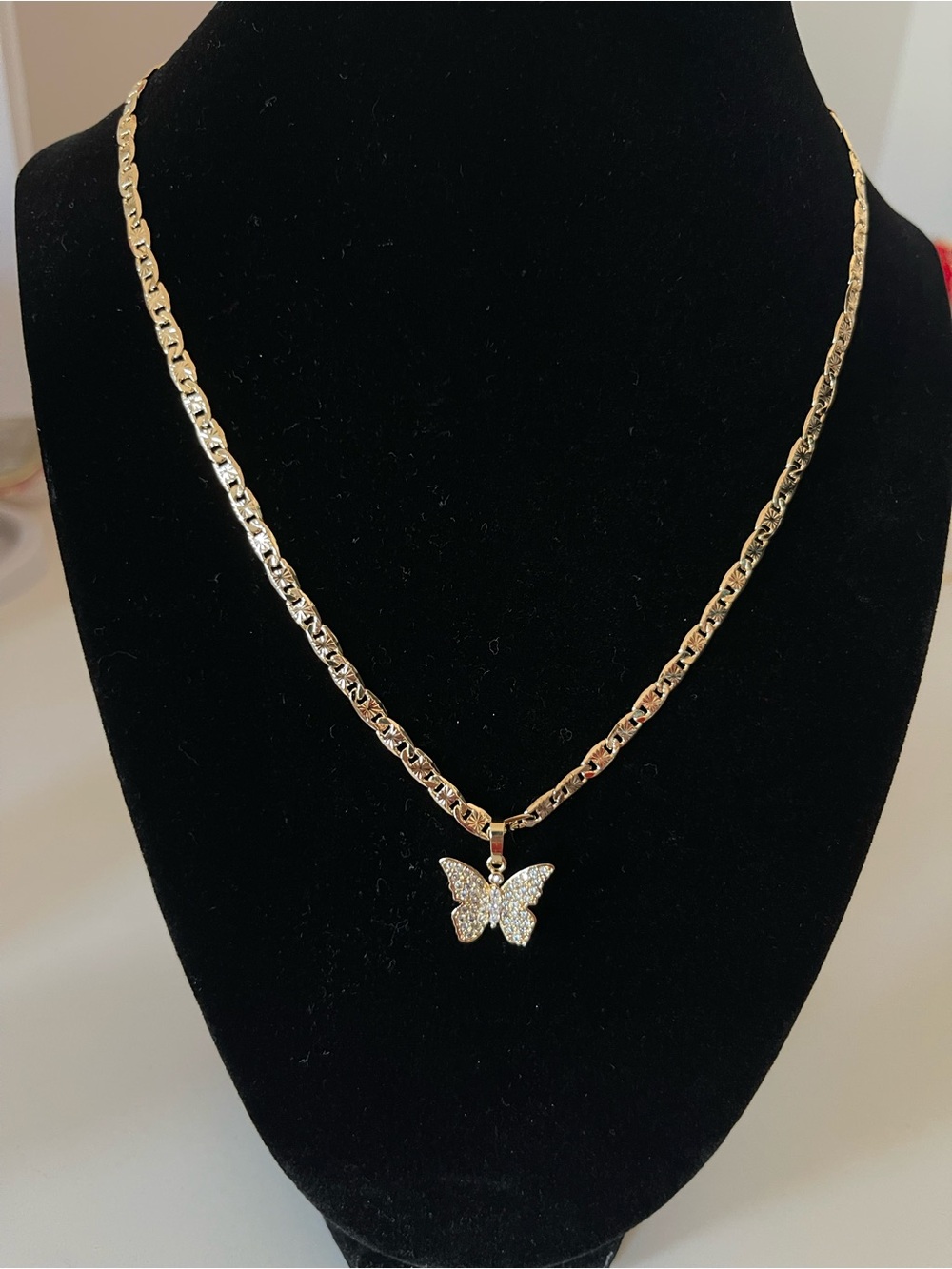 Gold Butterfly Pendant Necklace - Elegant Women’s Jewelry - Picture 3 of 3